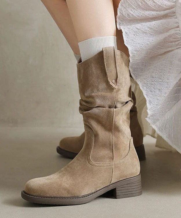 Casual Light Camel Faux Leather Boots