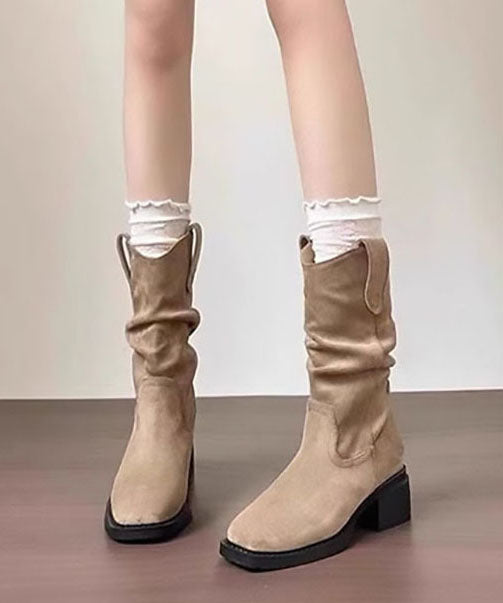 Casual Light Camel Faux Leather Boots