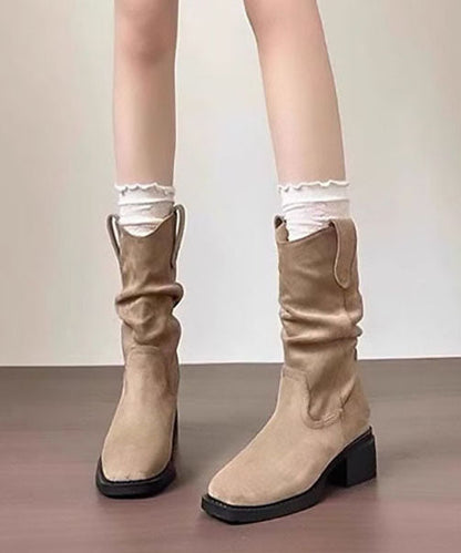 Casual Light Camel Faux Leather Boots