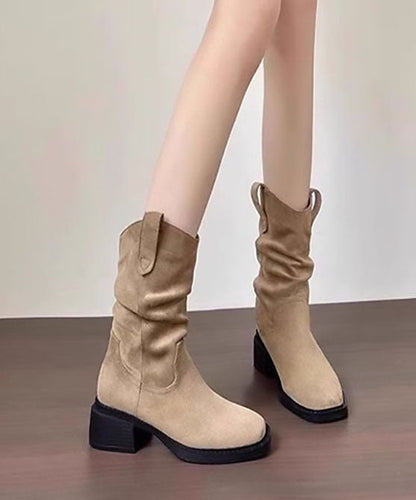 Casual Light Camel Faux Leather Boots