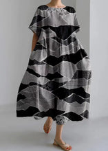 Load image into Gallery viewer, Casual Light Green O-Neck Print Long Dresses Short Sleeve