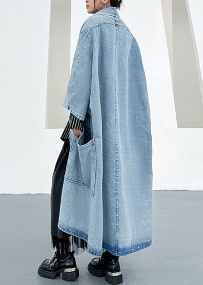 Casual Loose Pocket Batwing Sleeve Denim Cardigan Coat