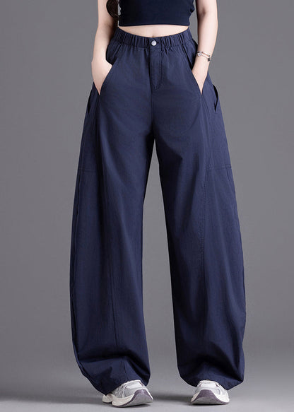 Casual Navy Oversized Patchwork Pockets Harem Pants Spring
