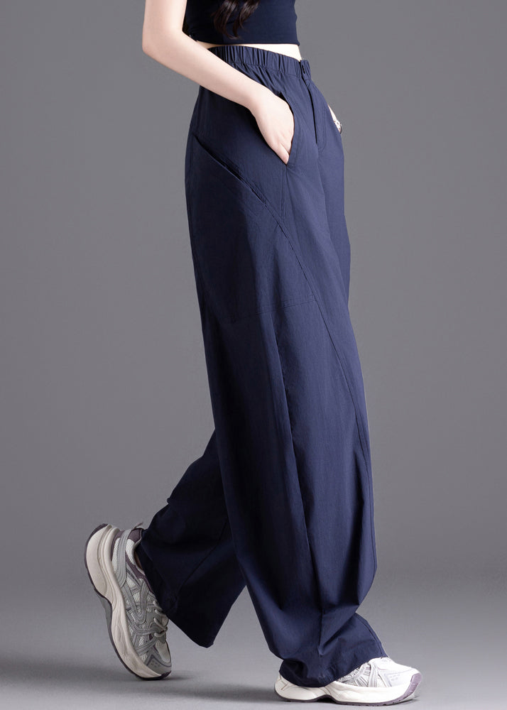 Casual Navy Oversized Patchwork Pockets Harem Pants Spring