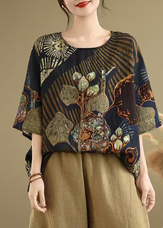 Casual O Neck Print Plus Size Cotton T Shirt Summer