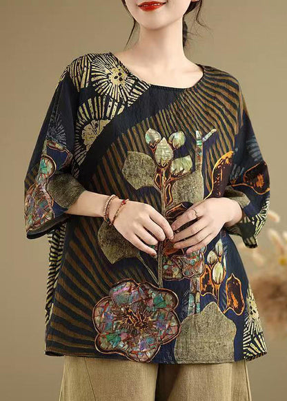 Casual O Neck Print Plus Size Cotton T Shirt Summer