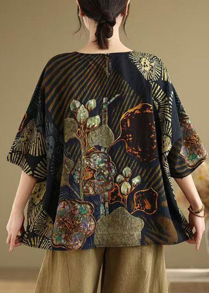 Casual O Neck Print Plus Size Cotton T Shirt Summer