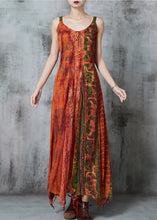 Load image into Gallery viewer, Casual Orange Asymmetrical Print Cotton Holiday Dress Summer