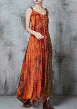 Load image into Gallery viewer, Casual Orange Asymmetrical Print Cotton Holiday Dress Summer