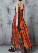 Load image into Gallery viewer, Casual Orange Asymmetrical Print Cotton Holiday Dress Summer