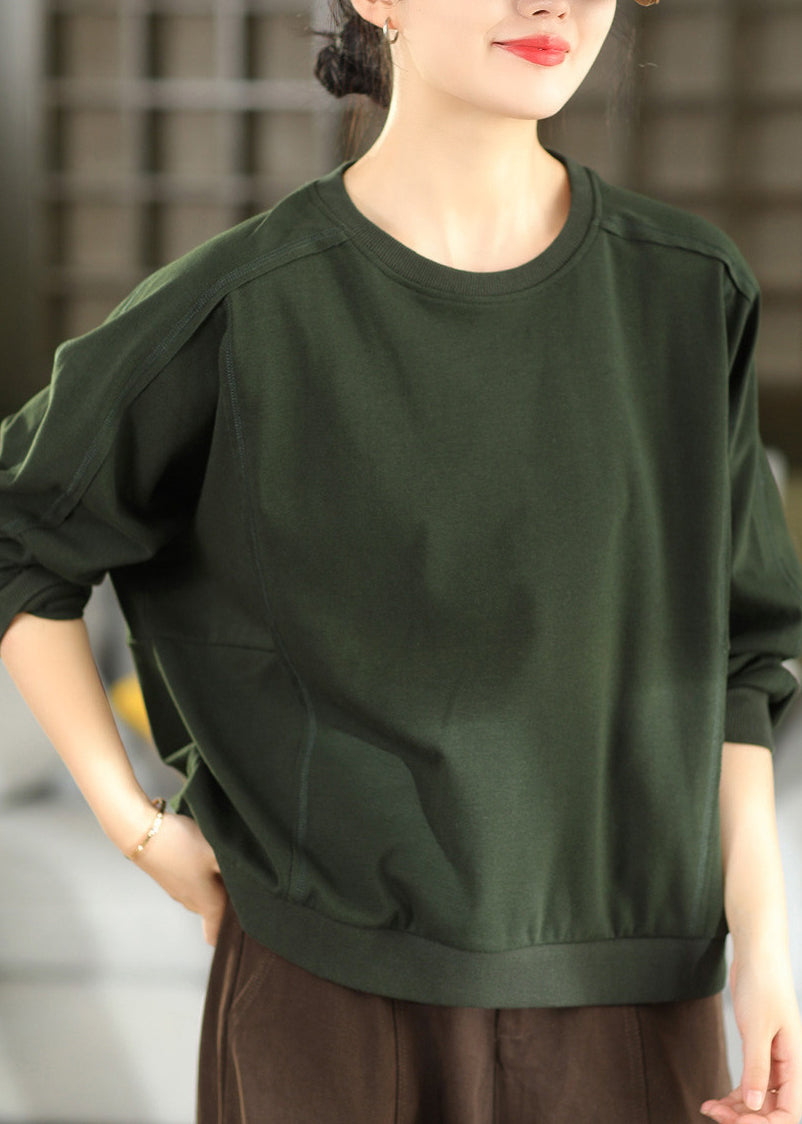 Casual Orange O Neck Patchwork Cotton Pullover Tops Fall