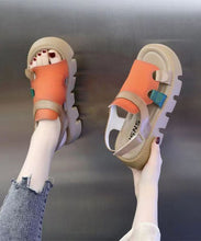 Load image into Gallery viewer, Casual Orange Peep Toe Buckle Strap Splicing Platform Sandals