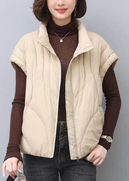 Casual Orange Stand Collar Pockets Cotton Filled Waistcoat Winter