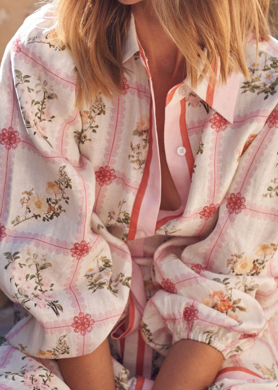 Casual Peter Pan Collar Print Lace Up Cotton Maxi Dresses Summer