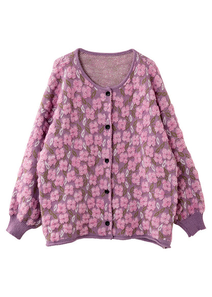 Casual Pink Button Cotton Knit Cardigans Spring