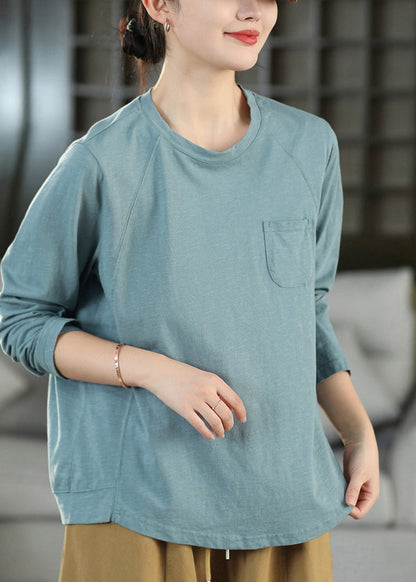 Casual Pink O Neck Patchwork Cotton T Shirts Fall