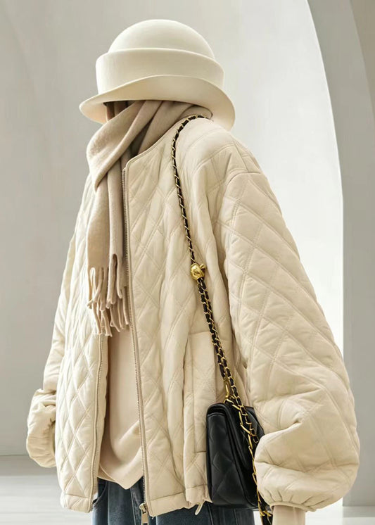 Casual Pink O-Neck Quilted Cotton Filled Jackets Winter