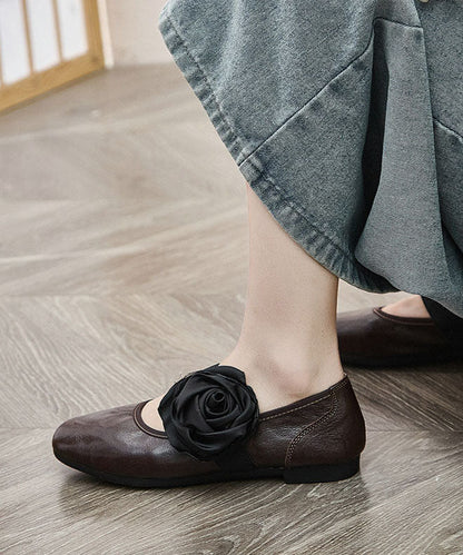 Casual Pointed Toe Flat Feet Shoes Chocolate Faux Leather