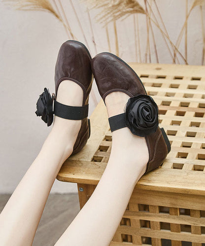 Casual Pointed Toe Flat Feet Shoes Chocolate Faux Leather