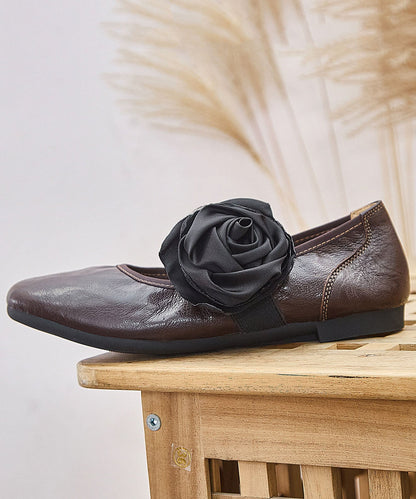 Casual Pointed Toe Flat Feet Shoes Chocolate Faux Leather