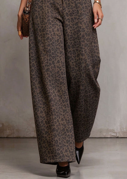 Casual Print Elastic Waist Wide Leg Pants Fall