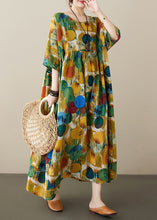 Load image into Gallery viewer, Casual Red O-Nec Print Wrinkled Maxi Dresses Half Sleeve
