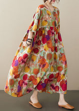 Load image into Gallery viewer, Casual Red O-Nec Print Wrinkled Maxi Dresses Half Sleeve