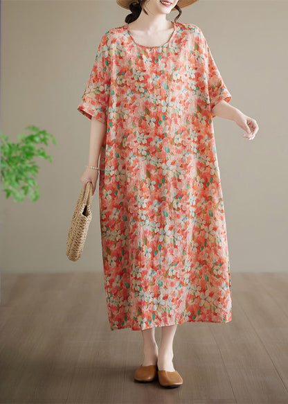 Casual Red Patchwork Long Dresses Short Sleeve