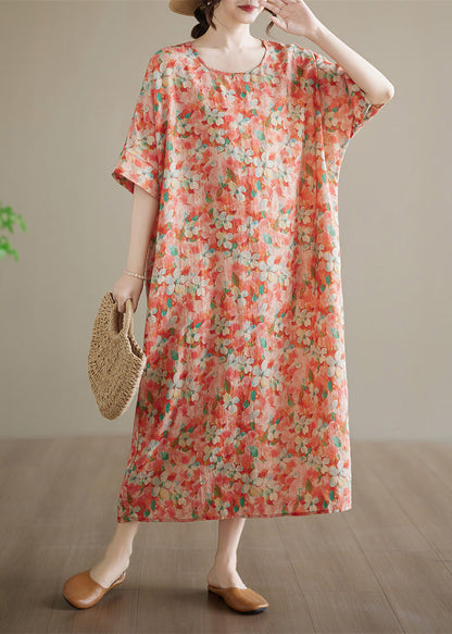 Casual Red Patchwork Long Dresses Short Sleeve