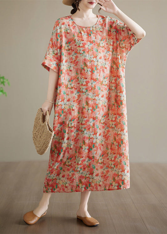 Casual Red Patchwork Long Dresses Short Sleeve