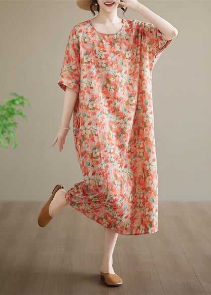 Casual Red Patchwork Long Dresses Short Sleeve