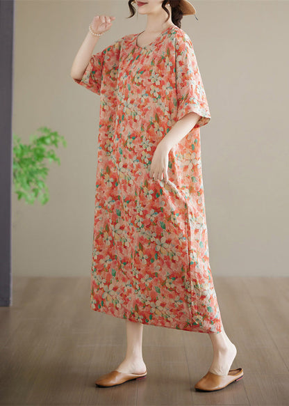 Casual Red Patchwork Long Dresses Short Sleeve
