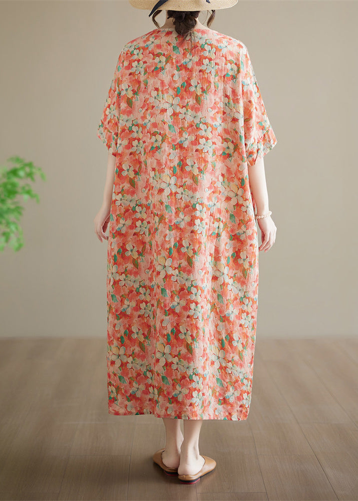 Casual Red Patchwork Long Dresses Short Sleeve
