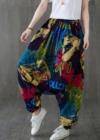 Casual Red Print Tie Waist Wide Leg Pants