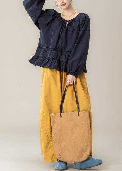 Casual Ruffled Tie Lace Top And Wide Leg Pants Two Pieces Set Fall