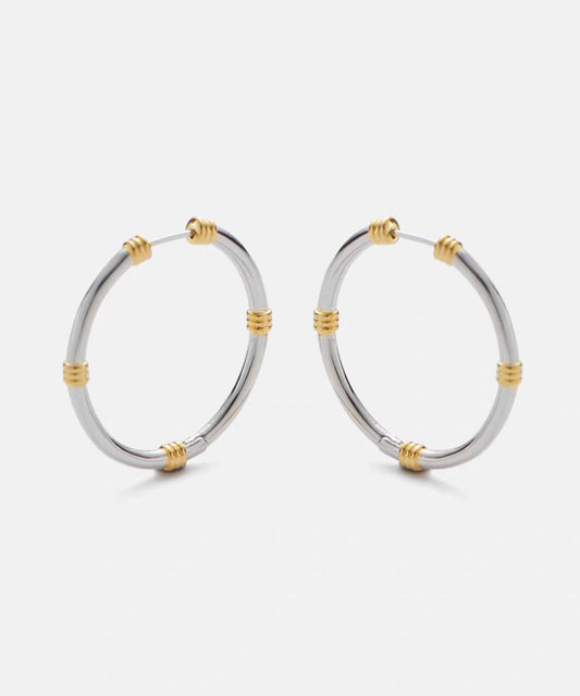 Casual Silk Copper Overgild Hoop Earrings