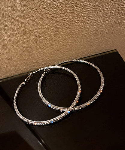 Casual Silk Sterling Silver Alloy Zircon Hoop Earrings