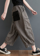 Load image into Gallery viewer, Casual Small Plaid Pockets Elastic Waist Cotton Crop Pants Summer