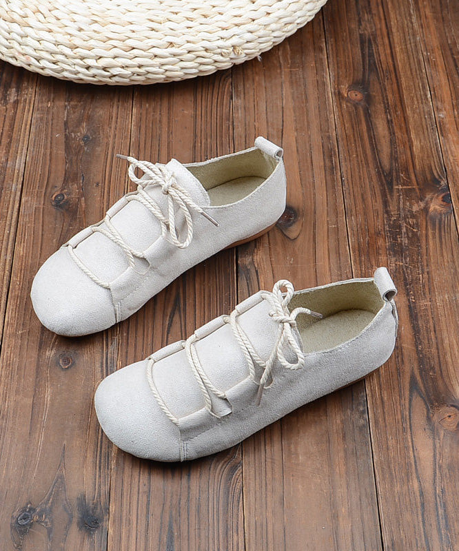 Casual Splicing Penny Loafers Lace Up Khaki Suede