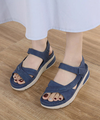 Casual Splicing Platform Best Sandals For Walking Blue Faux Leather