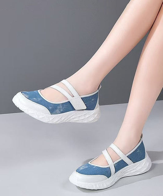 Casual Splicing Platform Flat Feet Shoes Blue Denim Breathable