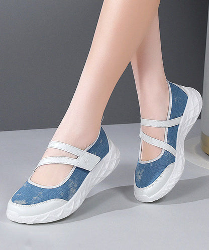 Casual Splicing Platform Flat Feet Shoes Blue Denim Breathable