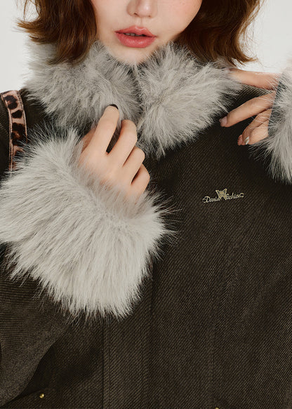 Casual Stand Collar Thick Patchwork Warm Fleece Coats Winter