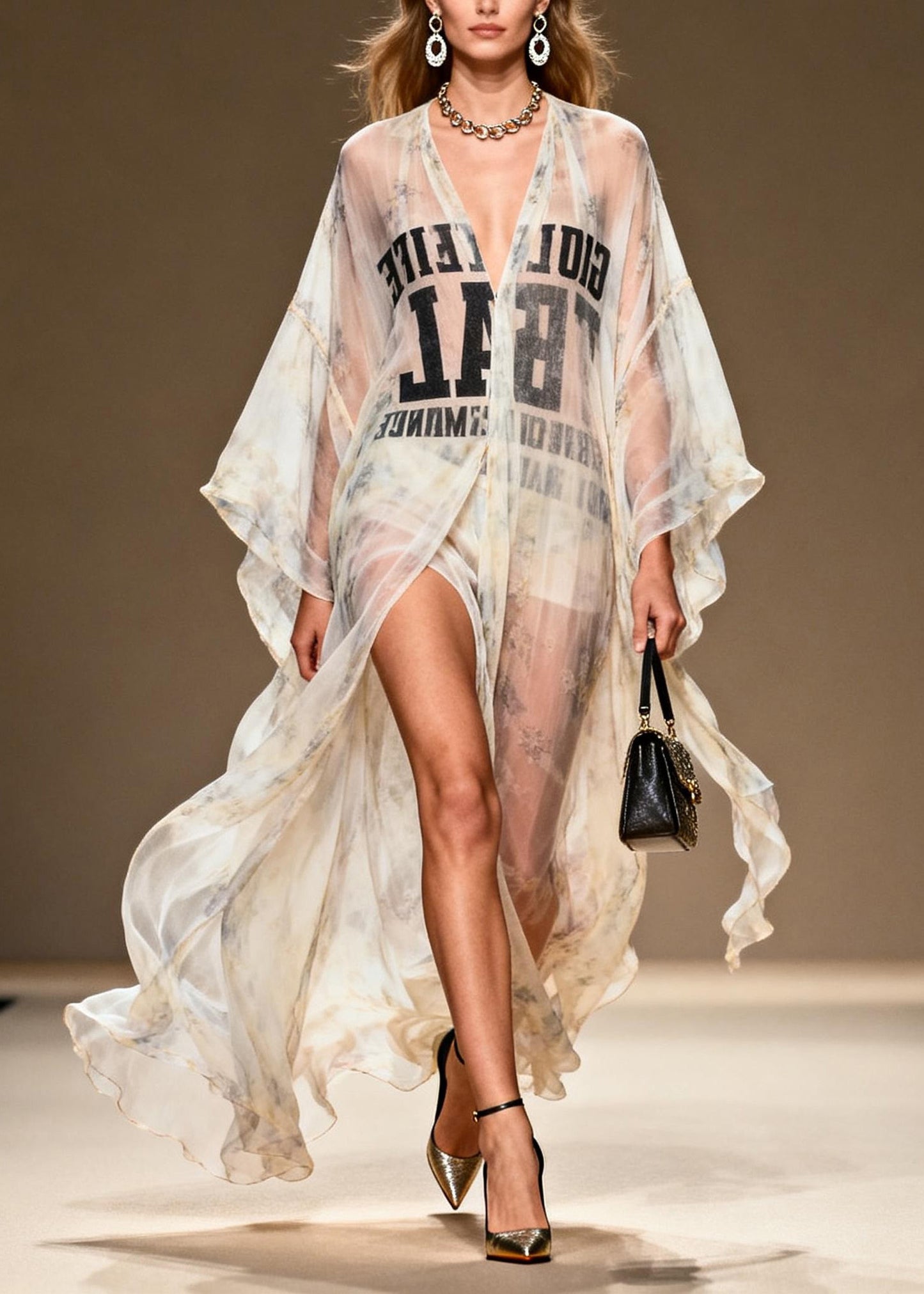 Casual V Neck Print Chiffon Loose Cardigans Summer