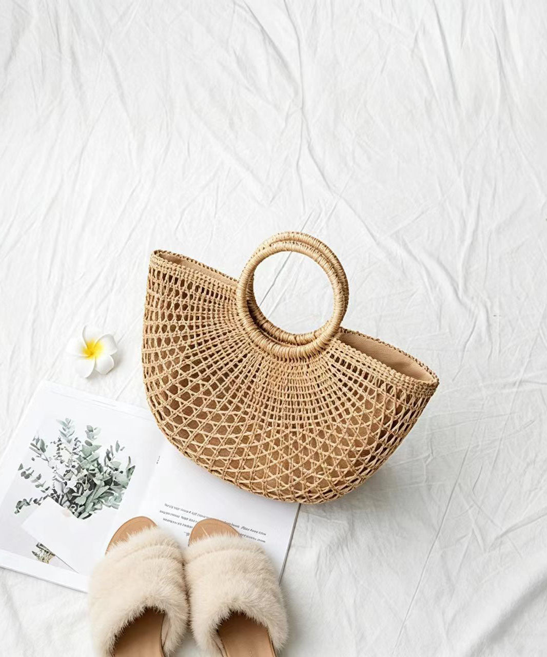 Casual Vacation Beach Straw Woven Tote Bag
