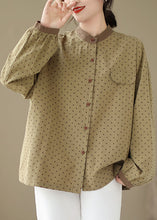 Load image into Gallery viewer, Casual Versatile Green Dot Print Plus Size Cotton Shirt Fall