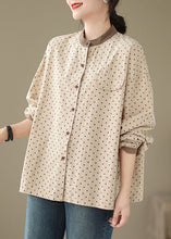 Load image into Gallery viewer, Casual Versatile Green Dot Print Plus Size Cotton Shirt Fall