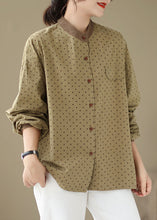 Load image into Gallery viewer, Casual Versatile Green Dot Print Plus Size Cotton Shirt Fall