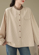 Load image into Gallery viewer, Casual Versatile Green Dot Print Plus Size Cotton Shirt Fall