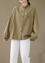 Load image into Gallery viewer, Casual Versatile Green Dot Print Plus Size Cotton Shirt Fall
